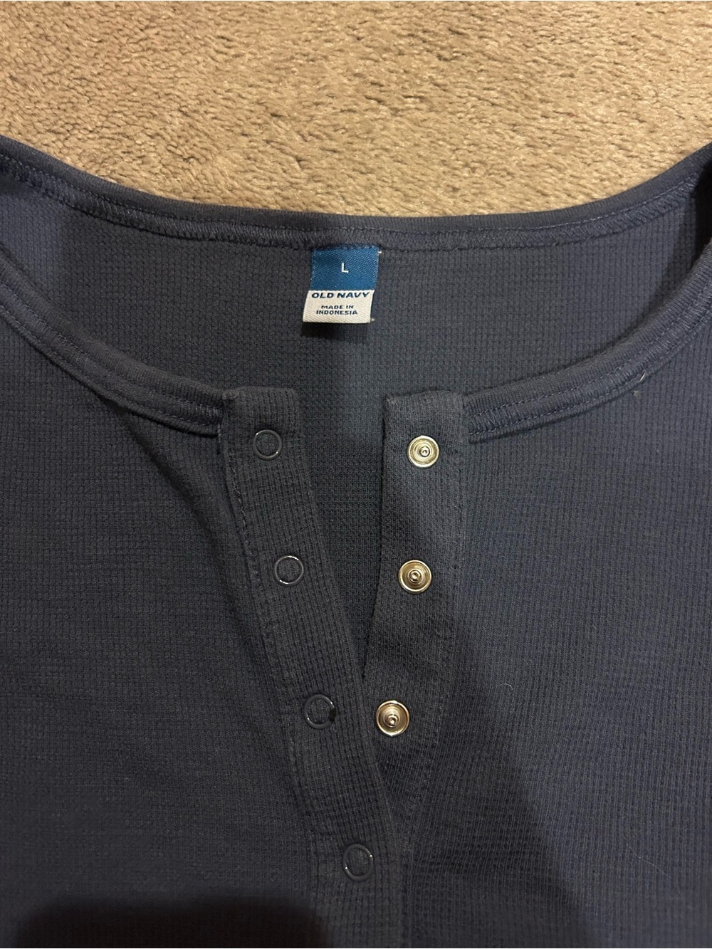 Navy Blue Ribbed Button-Front - Picture 2 of 2